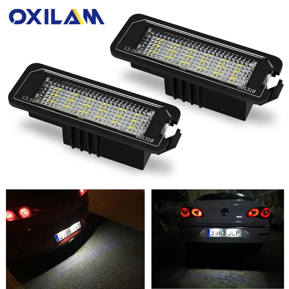 Светодиодный светильник для номерного знака, 18SMD, без ошибок, для Golf MK4 MK5 MK6 Passat Polo CC Eos Scirocco, 2 шт.