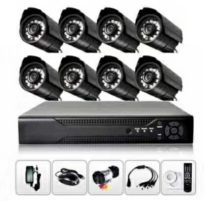 Night Vision 8Ch AHD DVR Kit CCTV Camera System Full HD TVI AHD CVI IP 1080P 2MP Nadzór wideo Bezpieczeństwo zewnętrzne Alarm e-mail