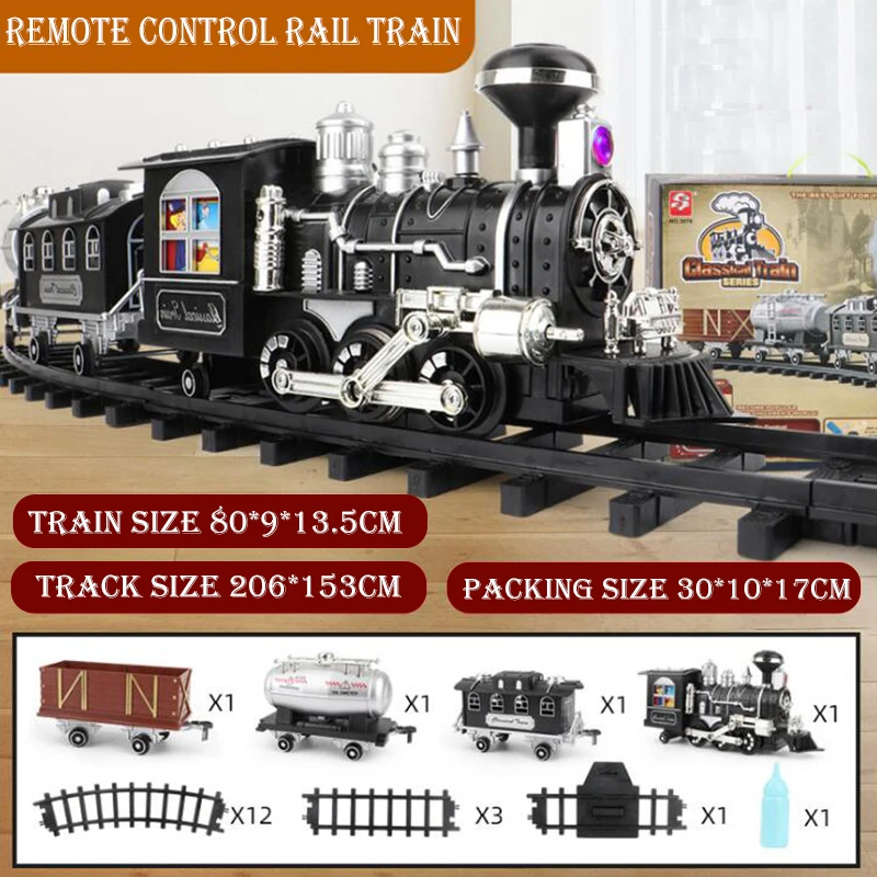 New Children RC Train Railway Toys Simulation Of Electric Track Programming Classical Steam Christmas Train Children Toys HC0146