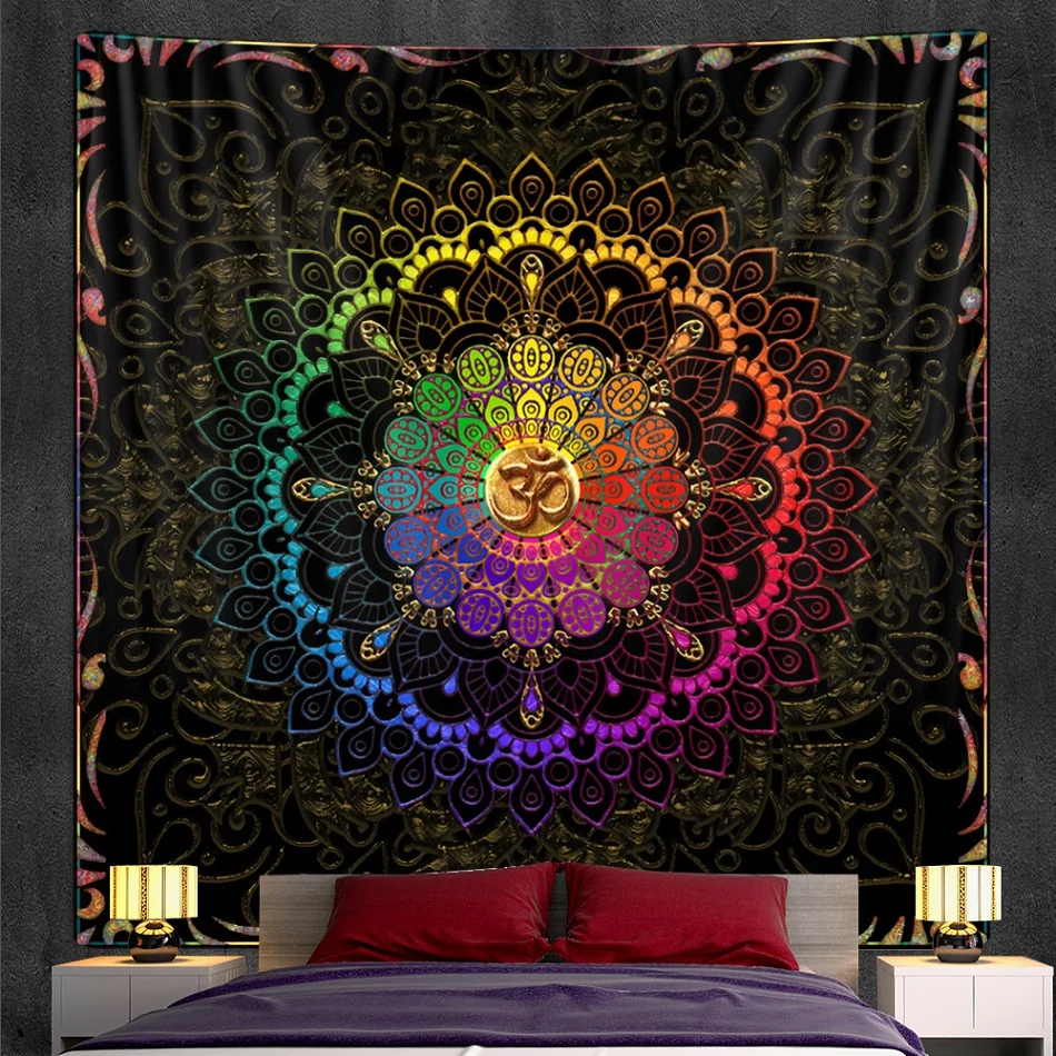 Indian Mandala Tapestry Psychedelic Scene Home Decor Tapestry Bohemian Decor Hippie Yoga Mat Large Size Sheet Sofa Blanket