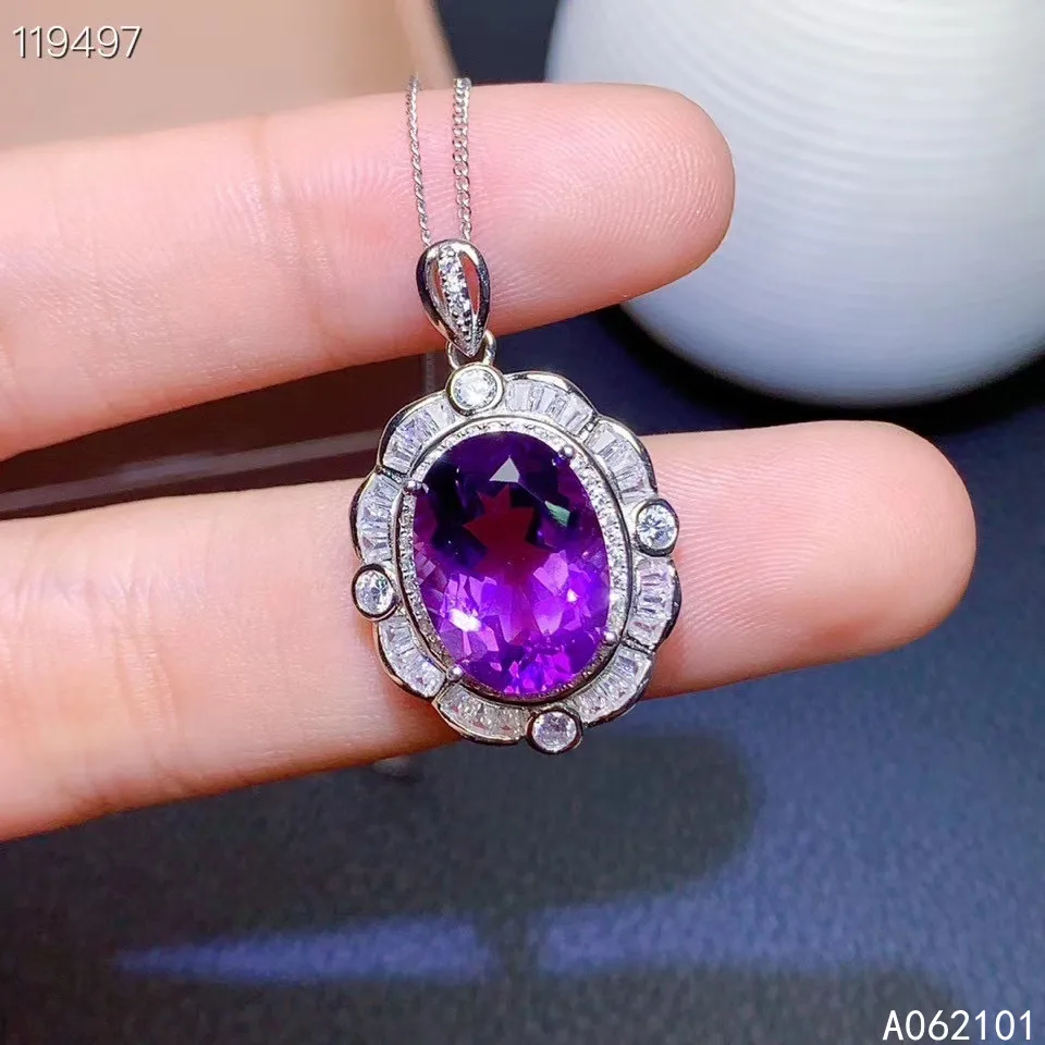 

KJJEAXCMY fine Jewelry 925 Sterling Silver Amethyst Girl new fashion Pendant Necklace Chinese style hot selling