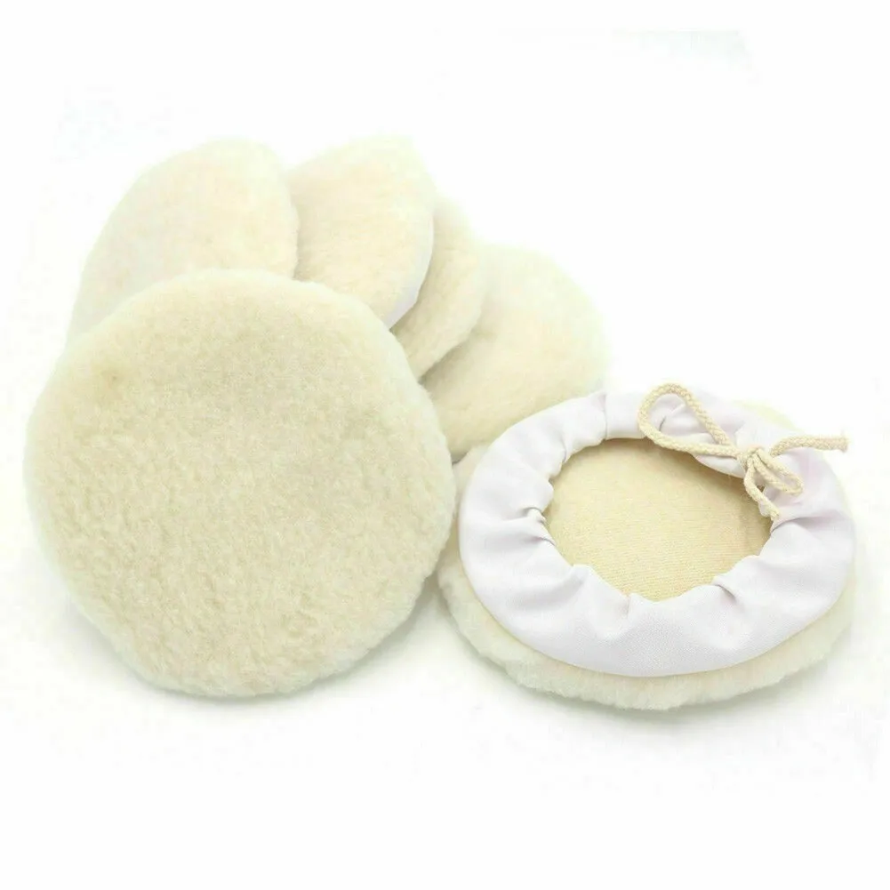 6Pcs 5inch 125mm Car Lambs Wool Bonnet Buffing Wheel Pad Buffer  Polisher Pad Car  Maintenance Care Tools