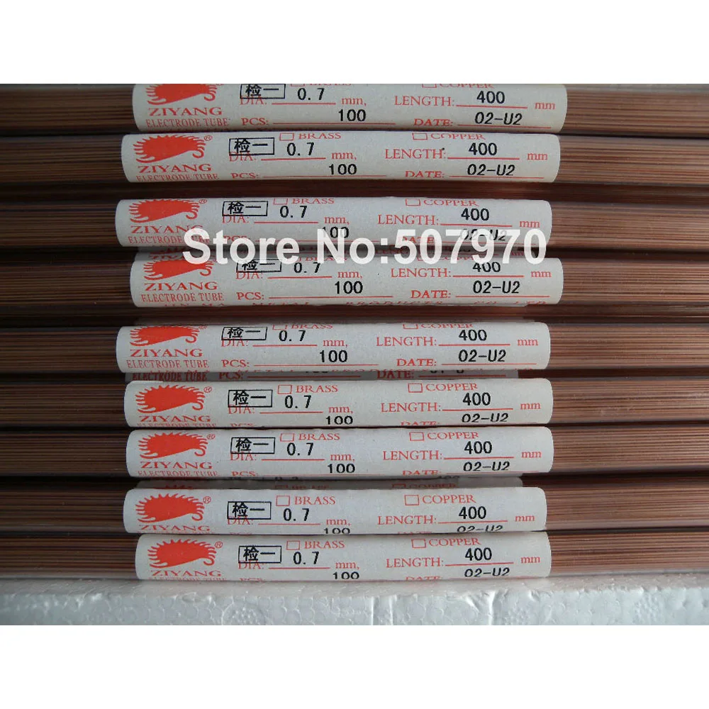 Ziyangทองแดงท่อElectrodeเดียวOD 0.7*400มม.สำหรับEDMเจาะเครื่อง
