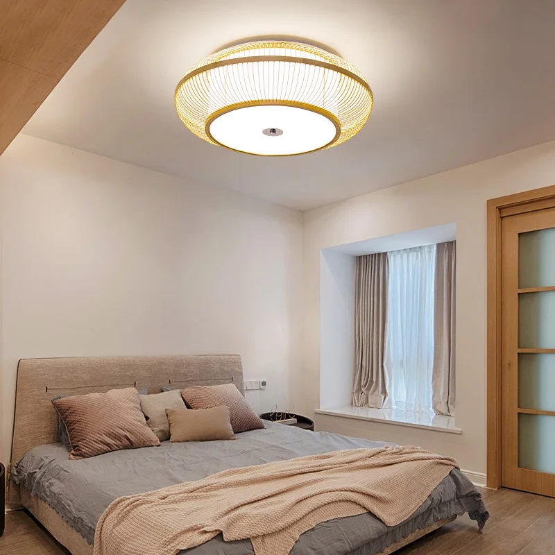 Asia Bamboo Ceiling Light Chinese Style Hanging Ceiling Cover Lamps for Living Room Dining Room Ceiling Light For Hotel