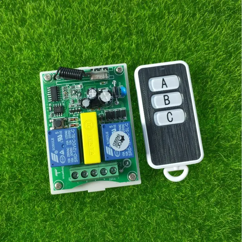 433mhz AC 220 V  2 CH  RF Wireless Remote Control switch for  tubular motor garage door /Projectors/Rolling doors/shutters