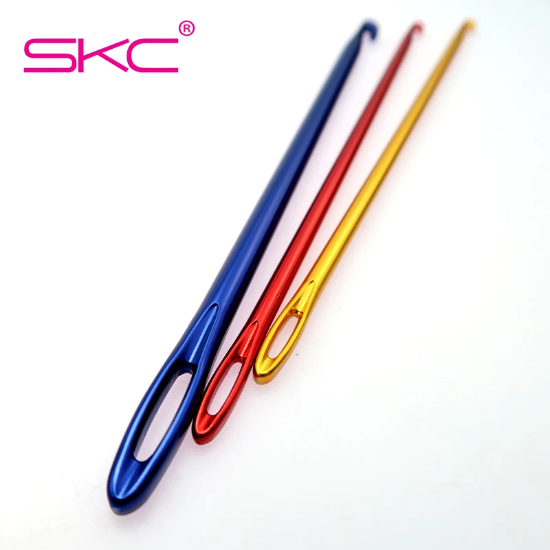SKC High Quality 16.5cm Afghan Tunisian Aluminium Crochet Hook Set Knitting Needle Hand Knit Tool With Big Eye 3pcs/set Crochet