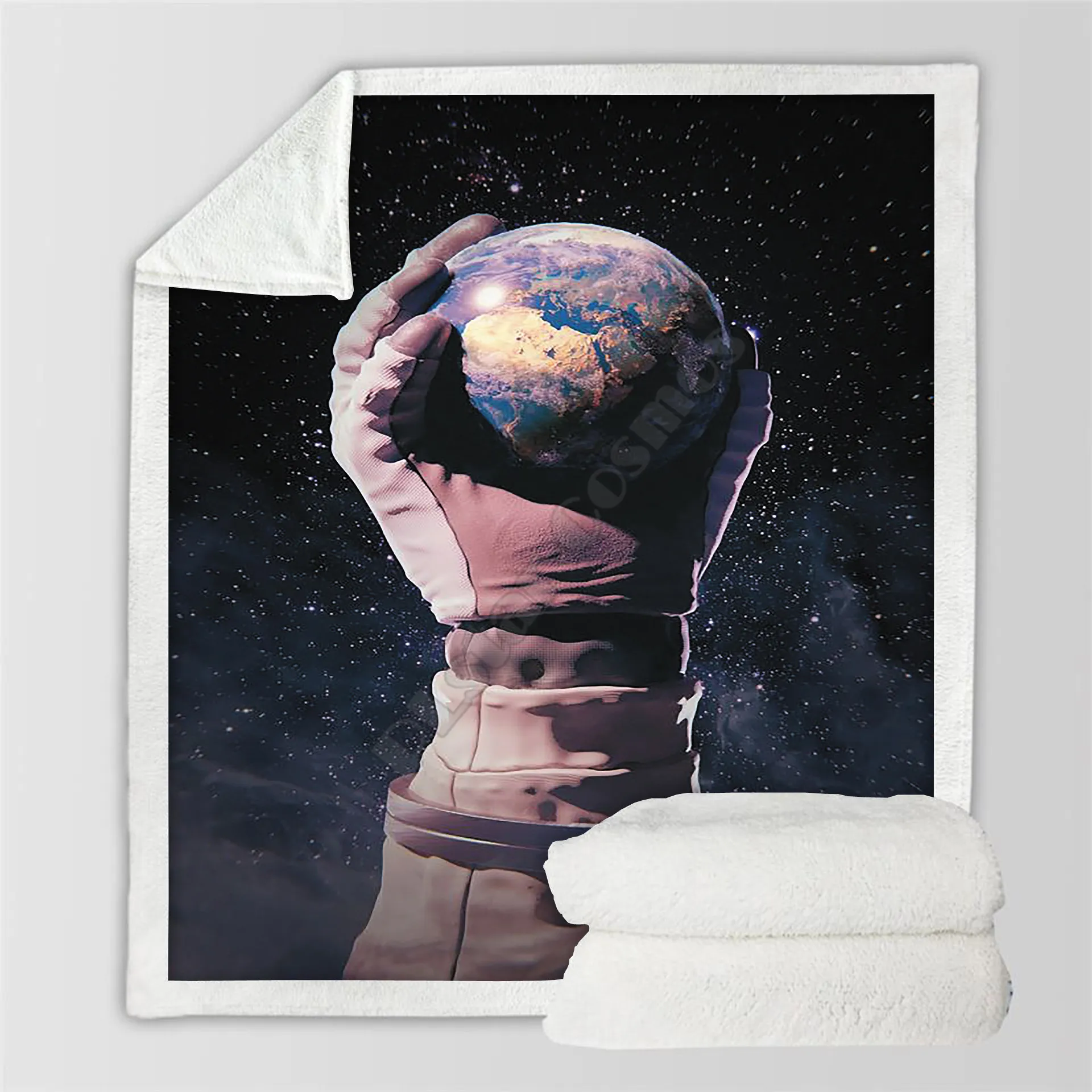 

Plstar Cosmos Galaxy astronaut Fleece Blanket 3D print Sherpa Blanket on Bed Home Textiles Dreamlike style-14