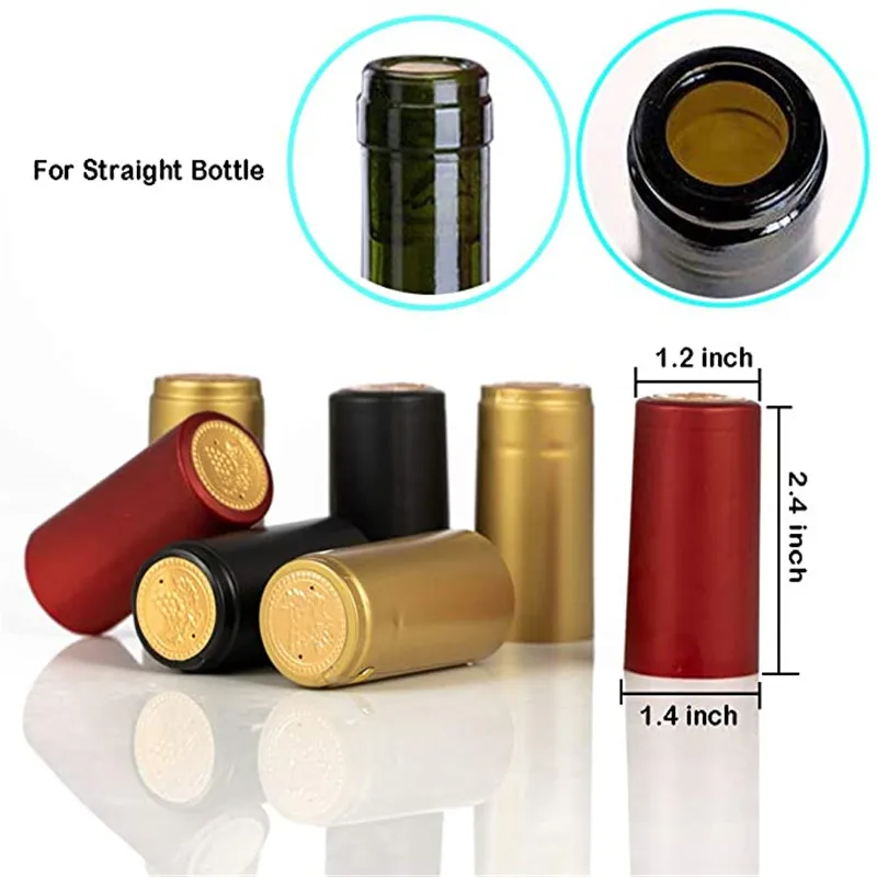 100 Pcs Natural Wine Bottle Corks and Seals Heat Shrink Capsules with Tear Tab for Straight Mouth Wine Bottles Cap