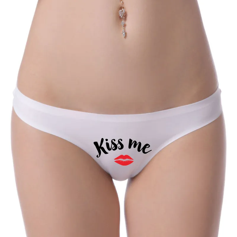 Red Lips KISS ME Funny Print Women\'s Panties Sexy Girl\'s Underwear Underpant Brief Female T-Back G-String Thongs for Ladies