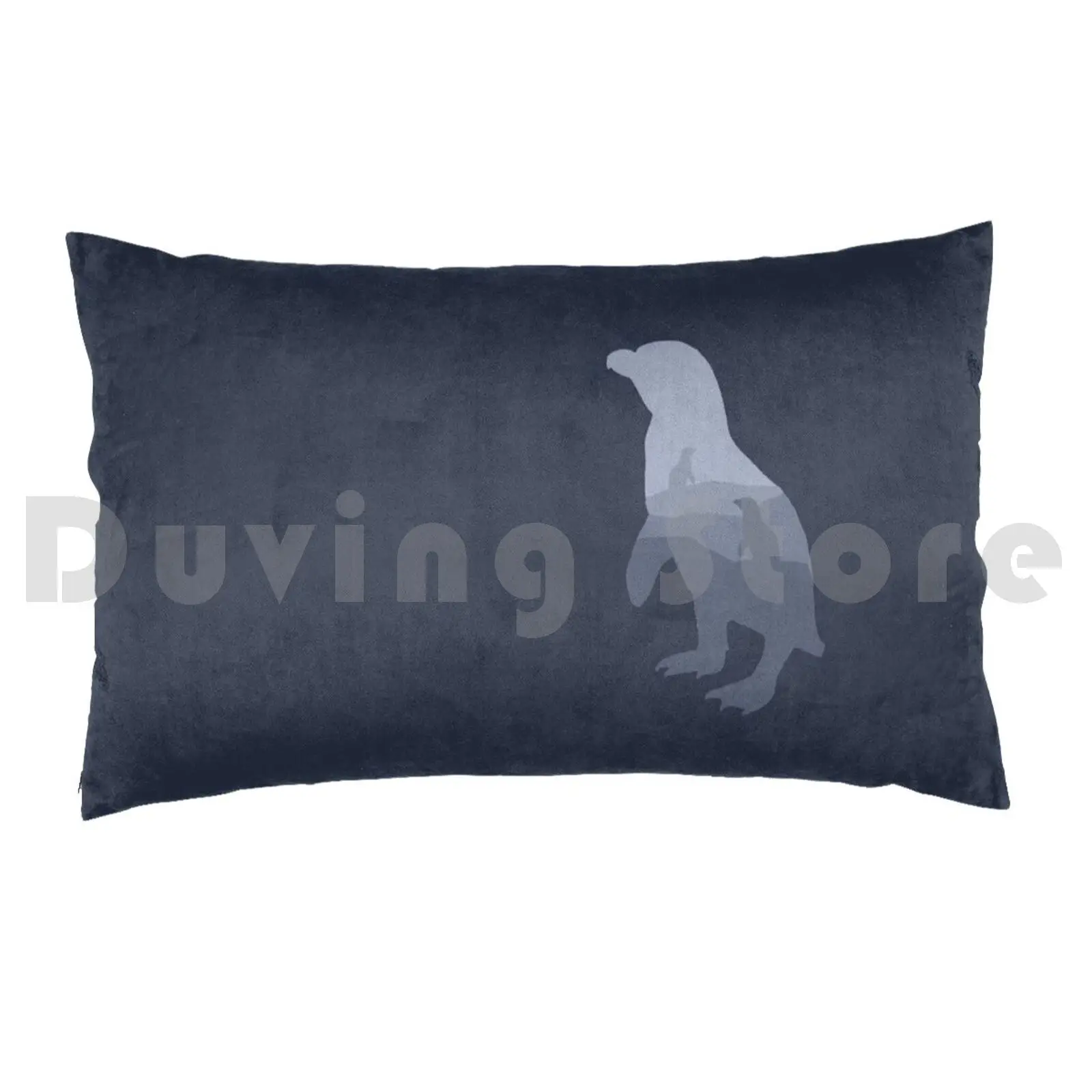 Penguin Pillow case 709 Penguin Zookeeper Humboldt Bird Rocks Geocreate Blue Typography Seabird