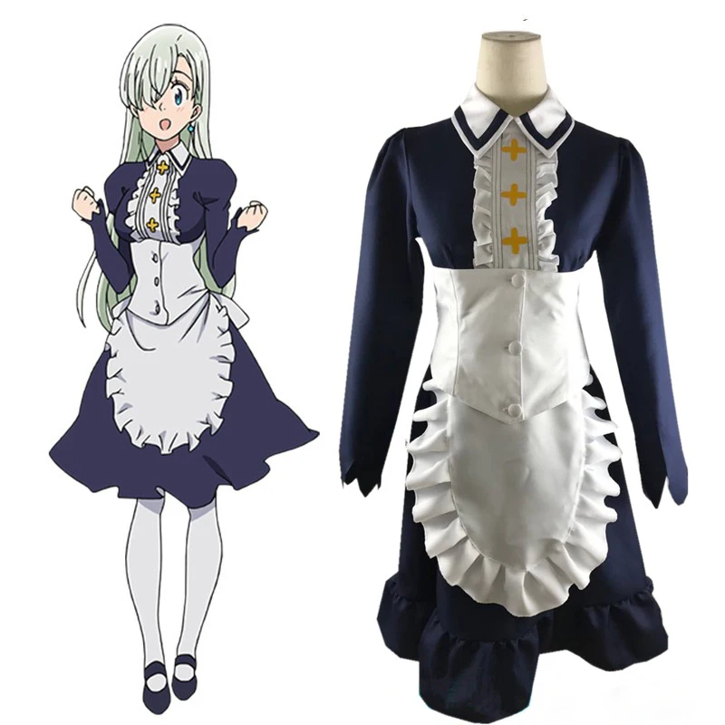 

The Seven Deadly Sins Cosplay Japanese Anime Nanatsu no Taizai: Imashime no Fukkatsu Elizabeth Liones Maid Dress Cosplay Costume