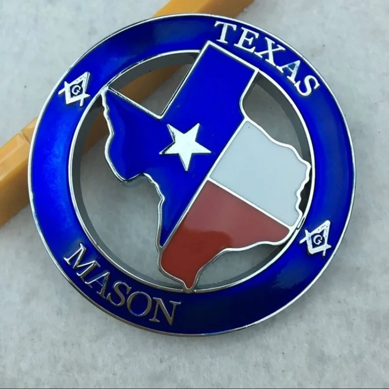 TEXAS MASON Logo Masonic Stars 3D Alloy Emblem Badge Decal Car Sticker