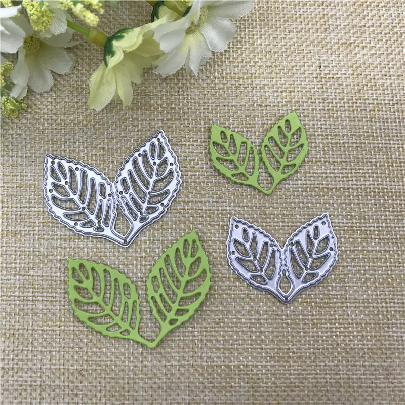 2pcs Leaf Metal stencil mold Cutting Dies decoration scrapbook die cuts Album Paper Craft Embossing DIY Card Crafts