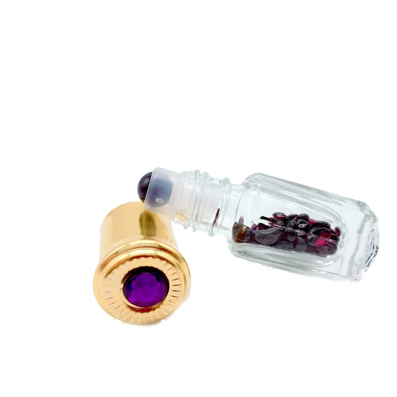 3ml Gemstone Quartz Roller Refillable Perfume Essential Oil Bottle Eye Roll Bottle Amethyst Garnet Lapis Lazuli 10pcs/lot P302