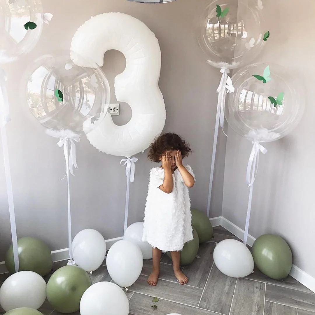 40inch Large White Number Balloons 1 2 3 4 5 6 7 8 9 Foil Balloon Birthday Party Decorations Figures Globos Baby Shower Decorate