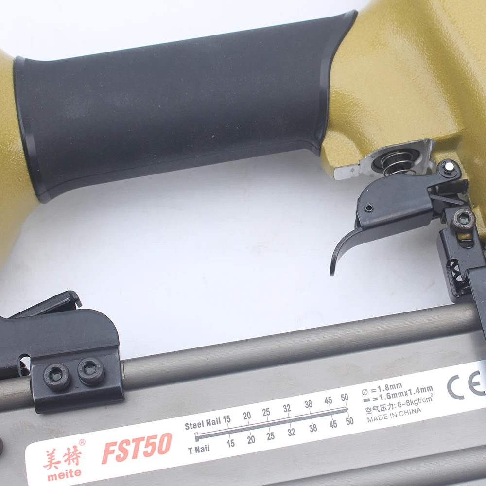 Meite FST50 T-type Industrial Pneumatic Nail Gun Pneumatic Nailer Gun 15-50mm 16GA