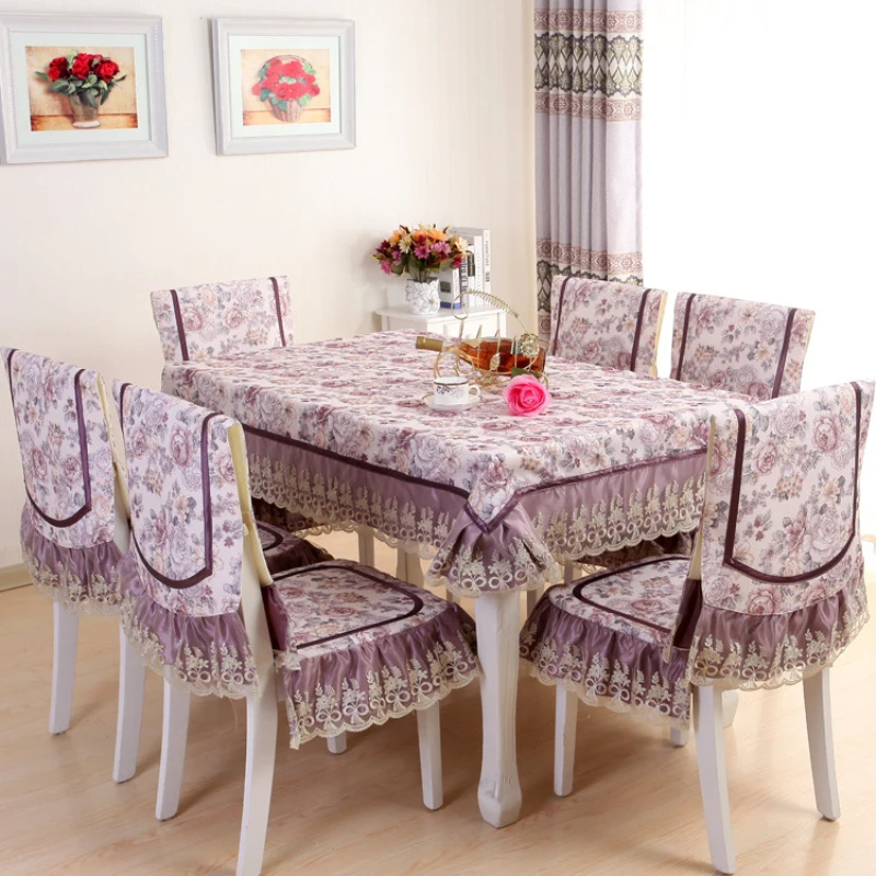 High-end Luxury 100% Cotton European Style Retro Table Cloth 2 styles Floral Lace Cotton Dinning Tablecloths Chair Covers