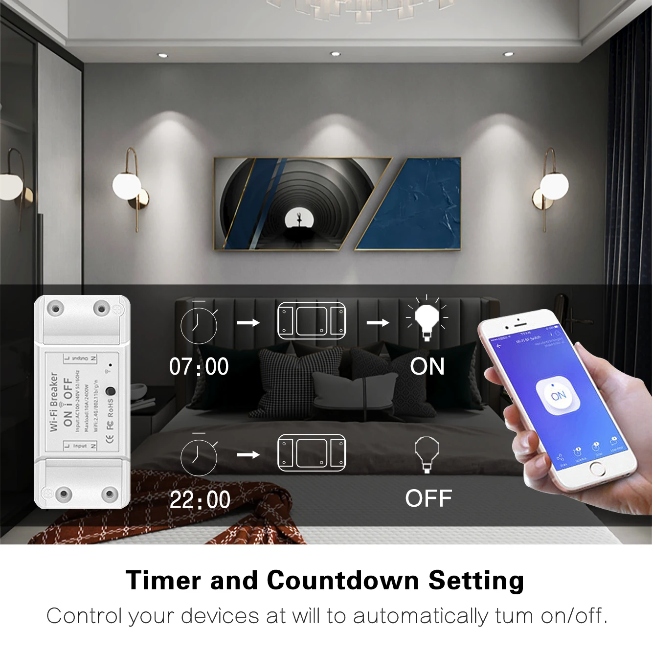 UBARO Tuya Wi-Fi Smart Home Breaker Switch App Remote Voice Support Control Google Assistant Alexa Intelligent Module Ac100-240V