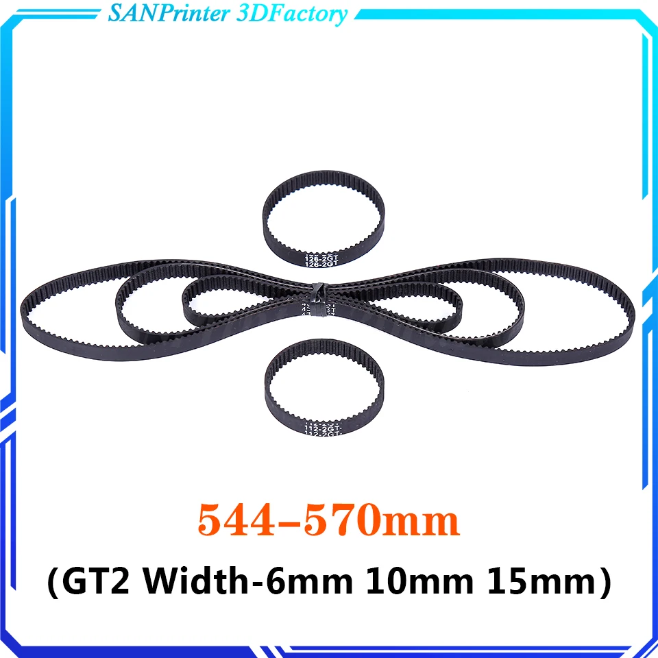 3D Printer Parts GT2 Closed Loop Timing Belt Rubber 2GT 6mm544 546 548 550 552 554 556 558 560 562 564 566 568 570mm Synchronous