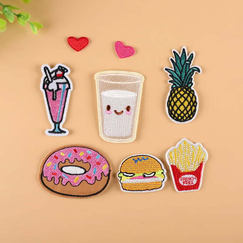 High Quality Embroidery Patch Embroidery Chapter Fries Pineapple Burger DIY Clothes Shoes Hat Bags Accessories Cloth Paste