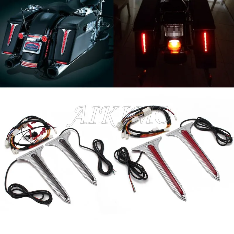 Wedge LED Rear Saddlebag Accents Light Red Lens Kits For Harley Touring 93-13