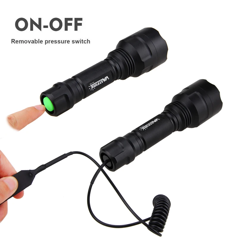 C8 4000lm White Led Light Green/Red Tactical Flashlight+Rifle Scope Mount Clip+Switch+18650+Charger