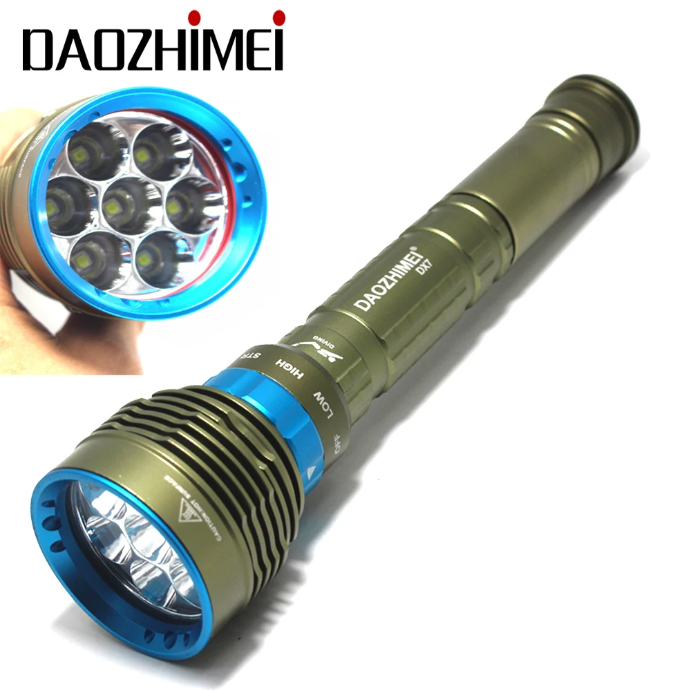 New 8000 Lumen Underwater 200m Torch 7x L2 T6  Led Scuba  3 modes Diving Flashlight Light For 3x18650 Or 26650 Battery