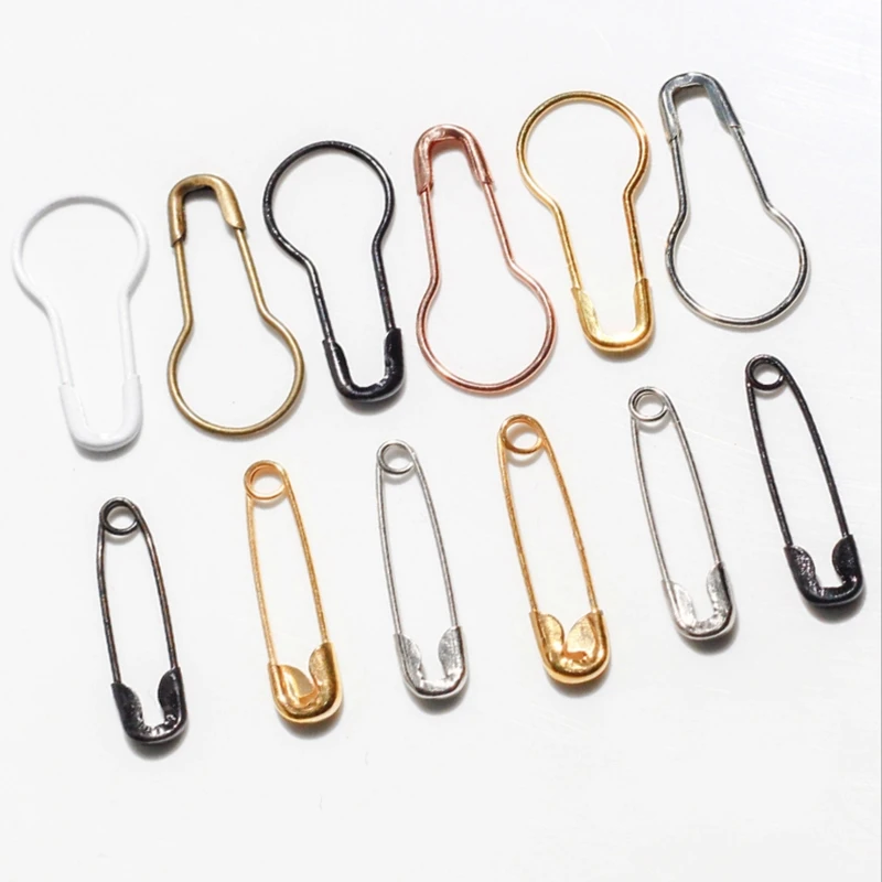 100Pcs Metal Pins Calabash Gourd Pear Shape Safety Metal Clips Knitting Stitch Marker Tag Hangtag Pins Fastener Craft DIY