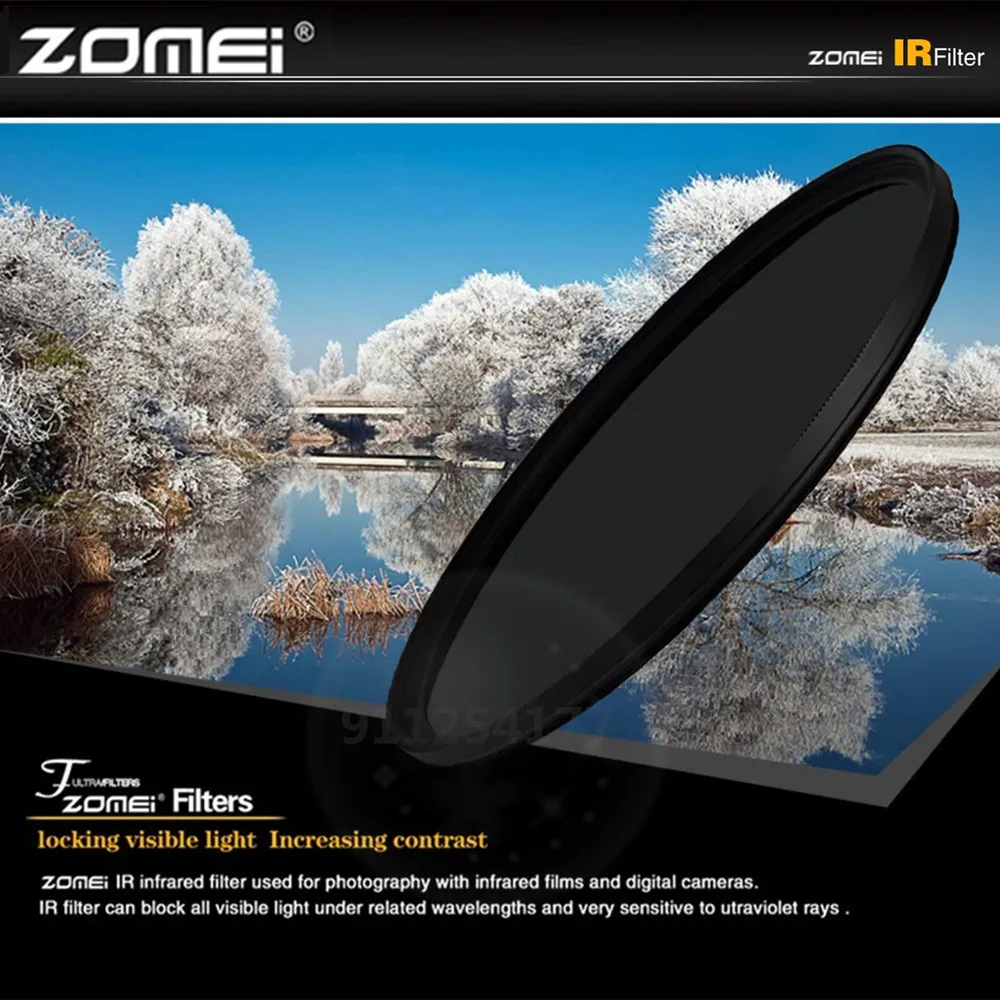 Zomei 680/720/760/850/950NM Infrared IR Filter Infrared mirror For DSLR lens Mirror Sliver Rimmed 46/49/52/55/58/62/67/72/77 mm