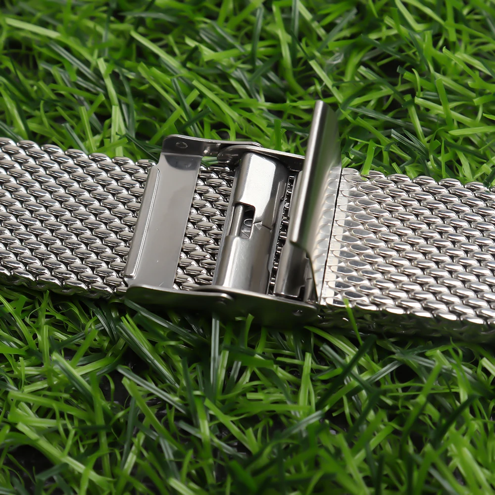 Watch Accessories Folding Clasp 20 22mm Milanese Stainless Steel Mesh Watch band Best For iwc omega breitling Series Strap