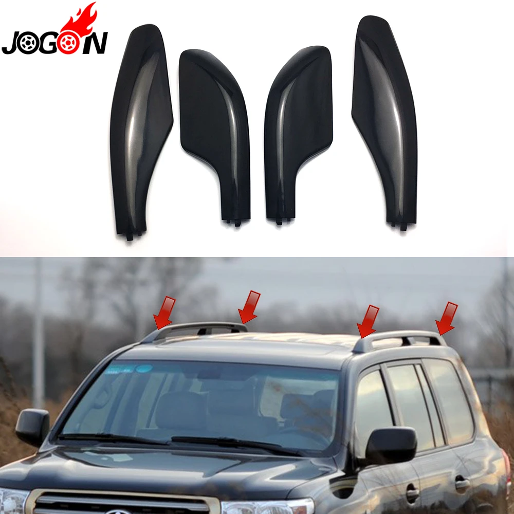 Black Top Roof Rack Bar Rail End Replace Cover Shell Case For Toyota Land Cruiser LC100 FJ100 1998 - 2003 2004 2005 2006 2007