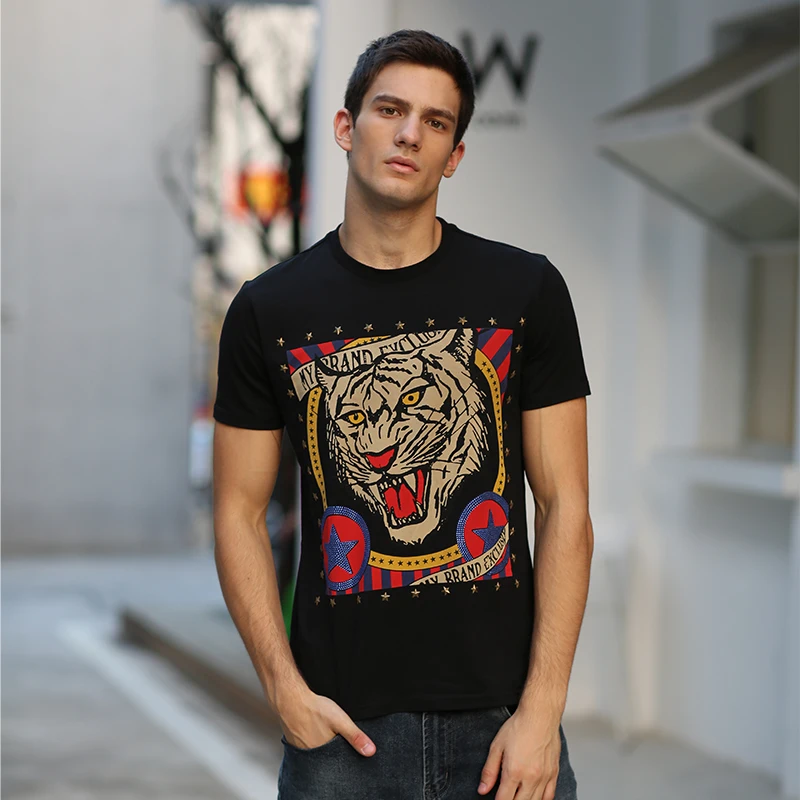 AlexPlein Party T Shirt Man Clothing Fashion Tiger Streetwear 100% Cotton Shortsleeve Crew Neck 2022 Summer Casual Aesthetic