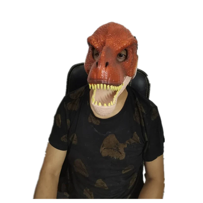 Dinosaur World  Mask with Opening Jaw Tyrannosaurus Rex Halloween Cosplay Costume Kids Party Carnival Props Full Head Helmet