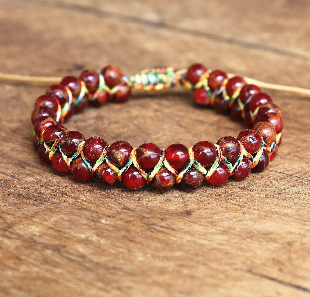 Handmade Braided Bracelet Women Men Friendship Strand Charm Bracelet Double Layer Cloisonne Beaded Bracelet Jewelry