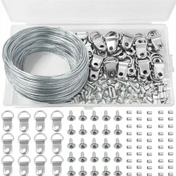 Picture Hangers Hooks 30m Wire Photo Frame Hanging Kit D Ring Stainless Steel Silver Steel Wire Rope Aluminum Buckle Set