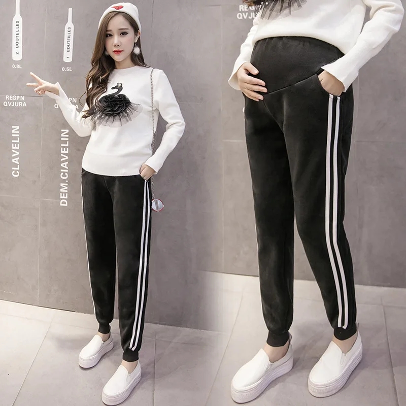 

Autumn Winter Thicken Warm Velvet Maternity Pants Belly Casual Pants Clothes for Pregnant Women Pregnancy Harem Trousers