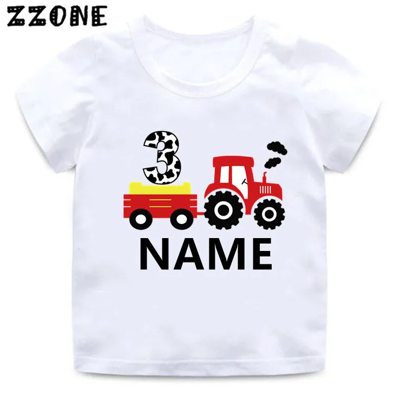 

Custom Name T shirt 1 2 3 4 5 6 7 8 9 Years Birthday Boys Tractor Car Pulling T-shirt Baby Girls Tops Kids Clothes Gift,HKP2497