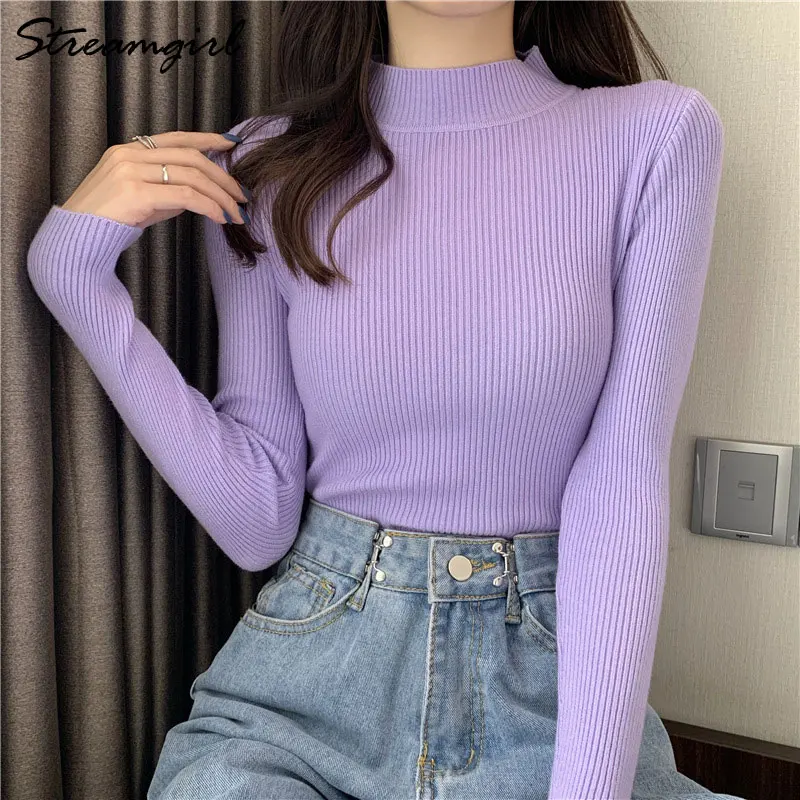 Women\'s Turtleneck Sweaters Autumn Winter 2021 Knitted Top Green Pullover Jumper Women Sweater With Neck Pull Vintage Sweaters