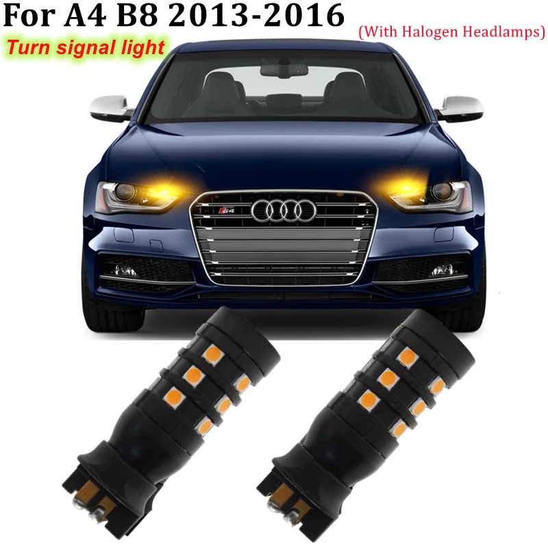 

2PCS Error Free 3030 Chips Canbus PW24W PWY24W LED Projector Front Turn Signal Lights For Audi A4 B8 8K 2013-2016 Indicator Bulb