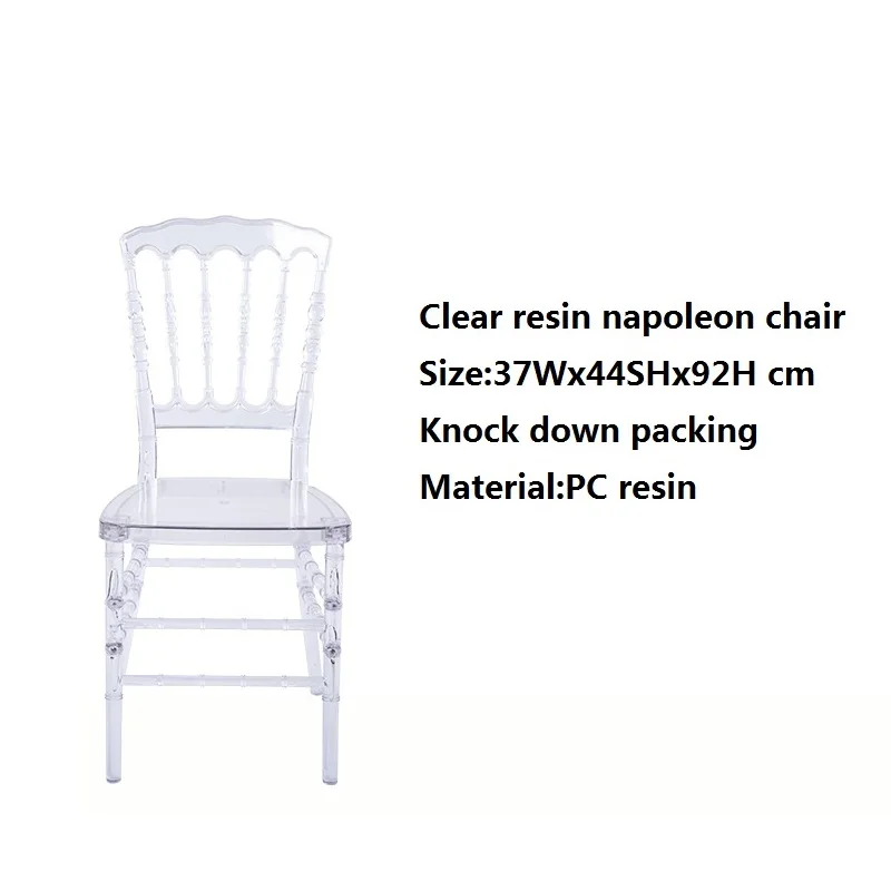 Transparent Napoleon Crystal Chair, PC Resin Chiavari Chair, Clear Wedding Chair