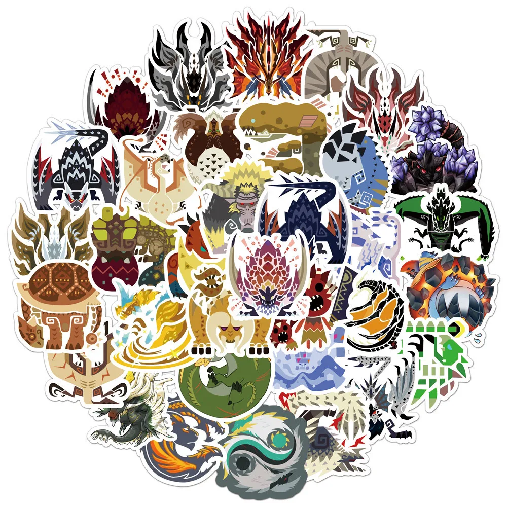 10/30/50/100pcs  New Monster Hunter Graffiti Stickers Ferocious And Terrifying Bike Kettle Window Wall Water Cup Trolley Popular