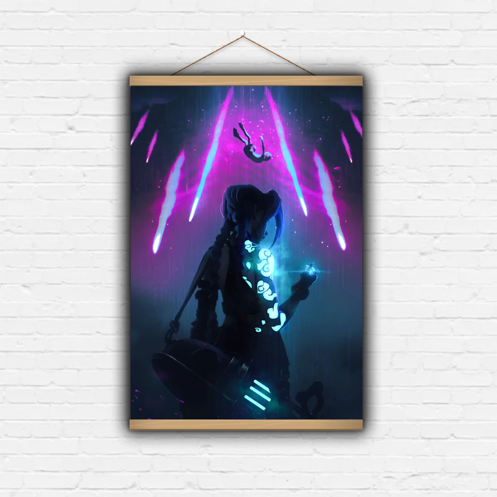 

Arcane Jinx Powder LOLGame TV Series Animation League Legends Scroll Painting Poster Decorative Tapestry Design Creativity Wall