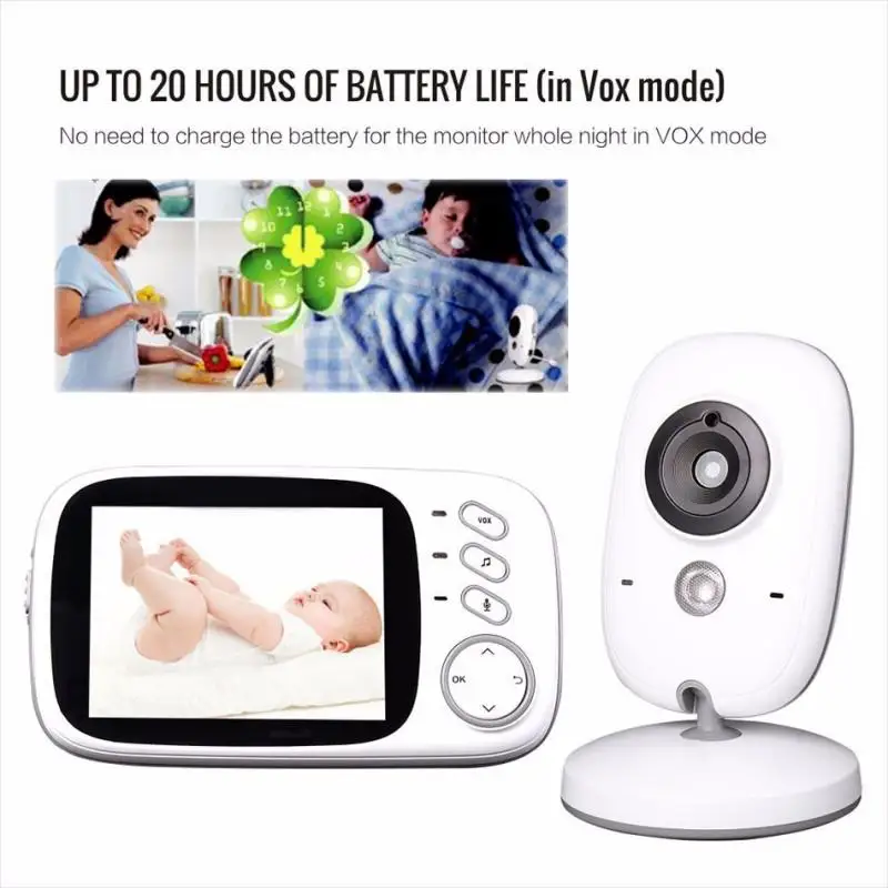 Newest 3.2 Inch Wireless Video Color Baby Monitor High Resolution Baby Nanny Security Camera Night Vision Temperature Monitoring