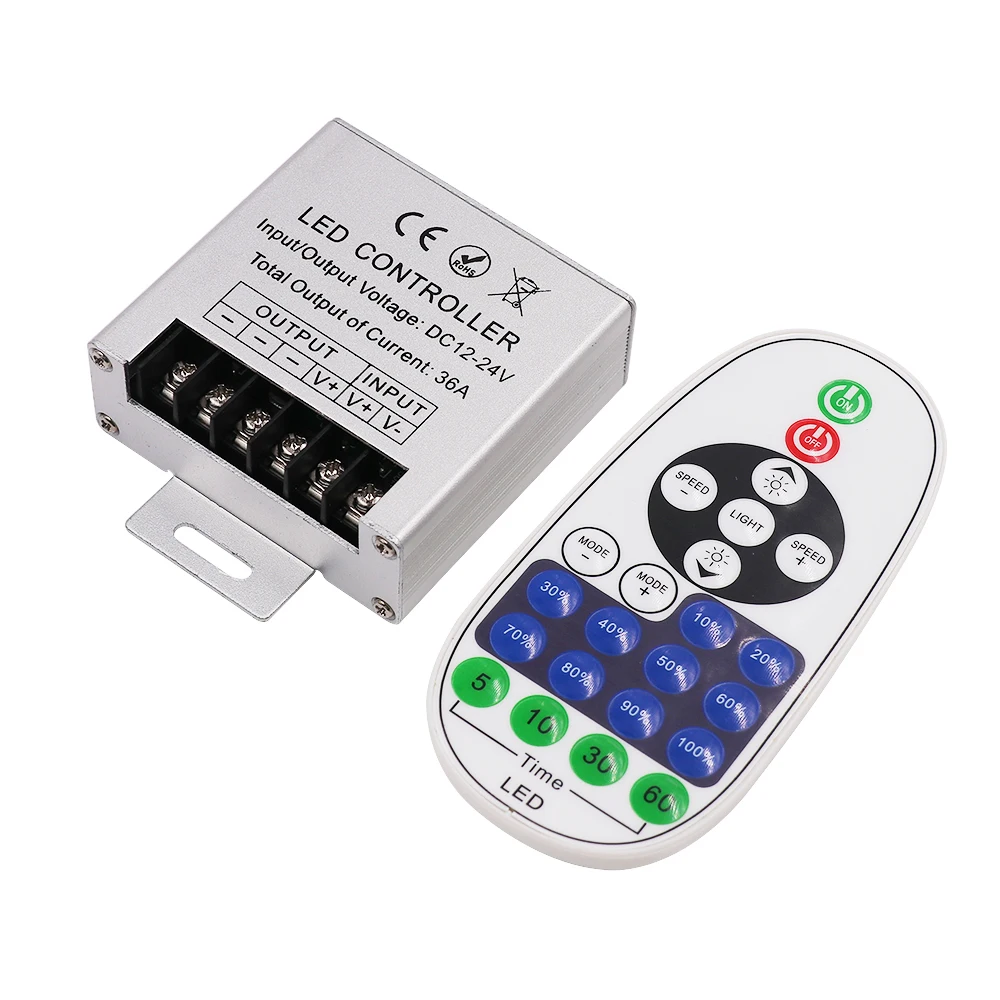 12V 24V LED Dimmer 23key Remote Control Kit 30A Big Power 360W Led Box Controller For Single Color Led Strip Light DC Dimming