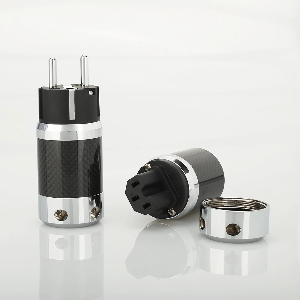 Audiocrast คาร์บอนไฟเบอร์ SCHUKO ปลั๊ก IEC หญิงเกรด DIY Power CABLE Leads HIFI