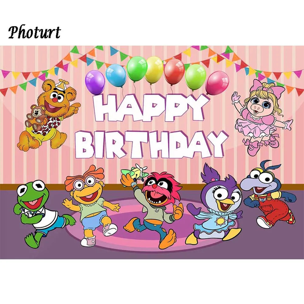 PHOTURT Stage Muppet Photography Background Kids Birthday Baby Shower Backdrop Dolly Toy Balloon Flag Vinyl Photo Studios Props