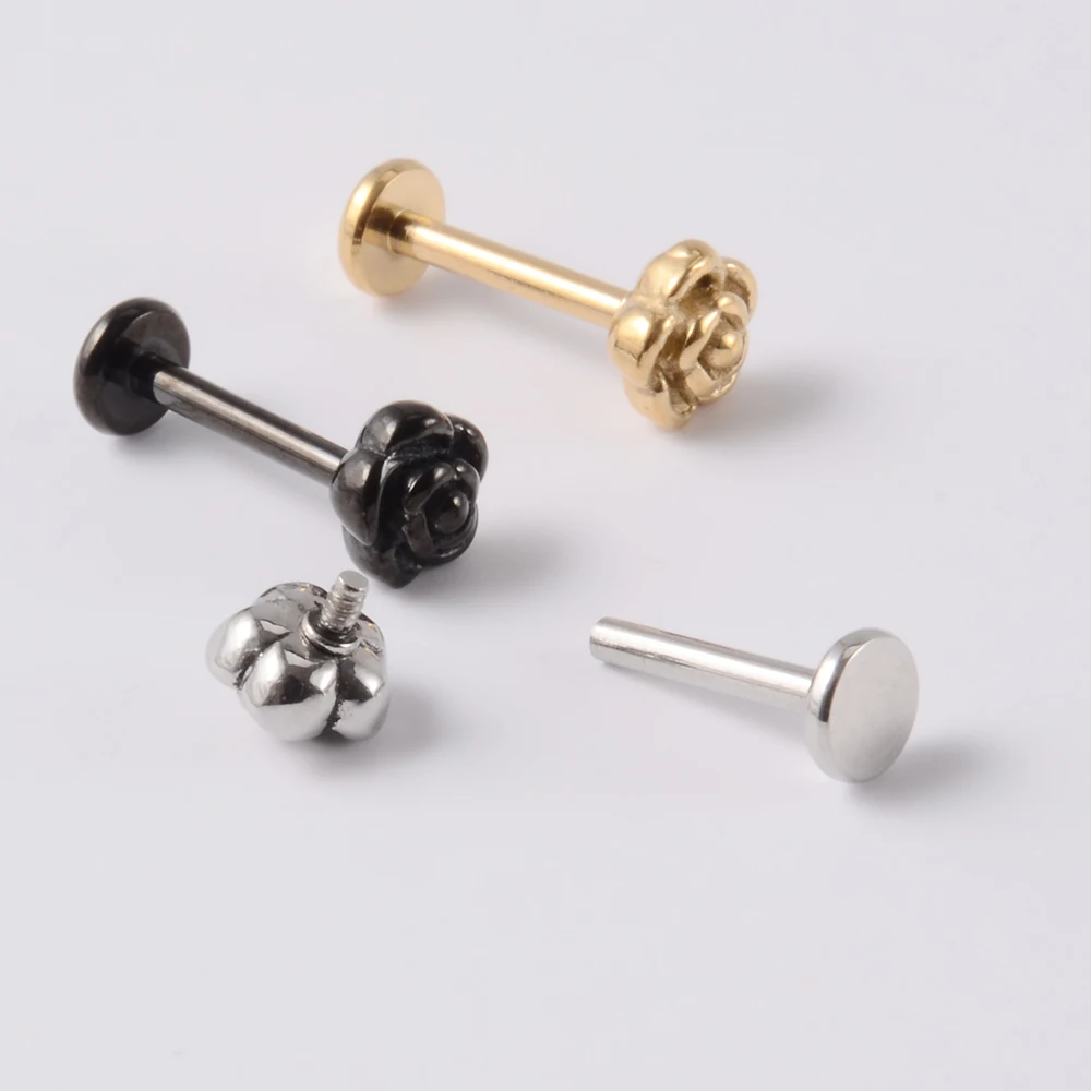 1pcs Surgical Steel Flower Nose Septum Ring Lip Tongue Bar Ring Ear Cartilage Lobe Ear Studs Nipple Ring Piercing Body Jewelry image 3