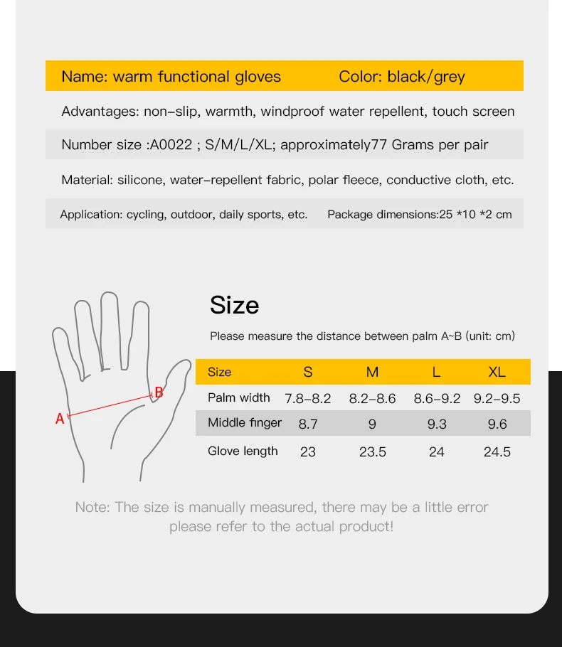 Kyncilor Cycling Gloves Guantes Ciclismo Men Women Glove Waterproof Anti Slip Touch Screen Hiking Winter Gloves