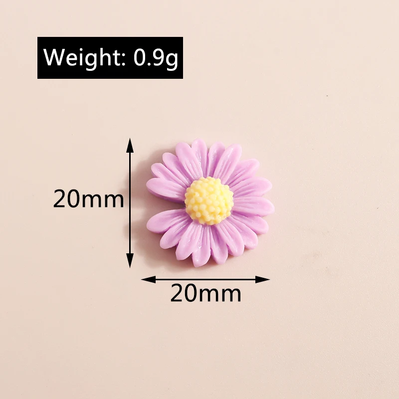 10pcs 20*20mm Kawaii Daisy Flower Charms Resin Flatback Cabochon for Diy Jewelry Making Brooch Hairbow Phone Case Decoration