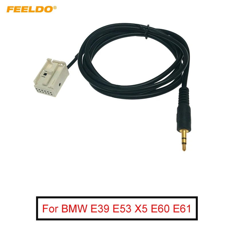 

FEELDO Car Radio Stereo 3.5mm Male AUX Cable Adapter For BMW E39 E53 X5 E60 E61 CD Audio Cable Data Wiring